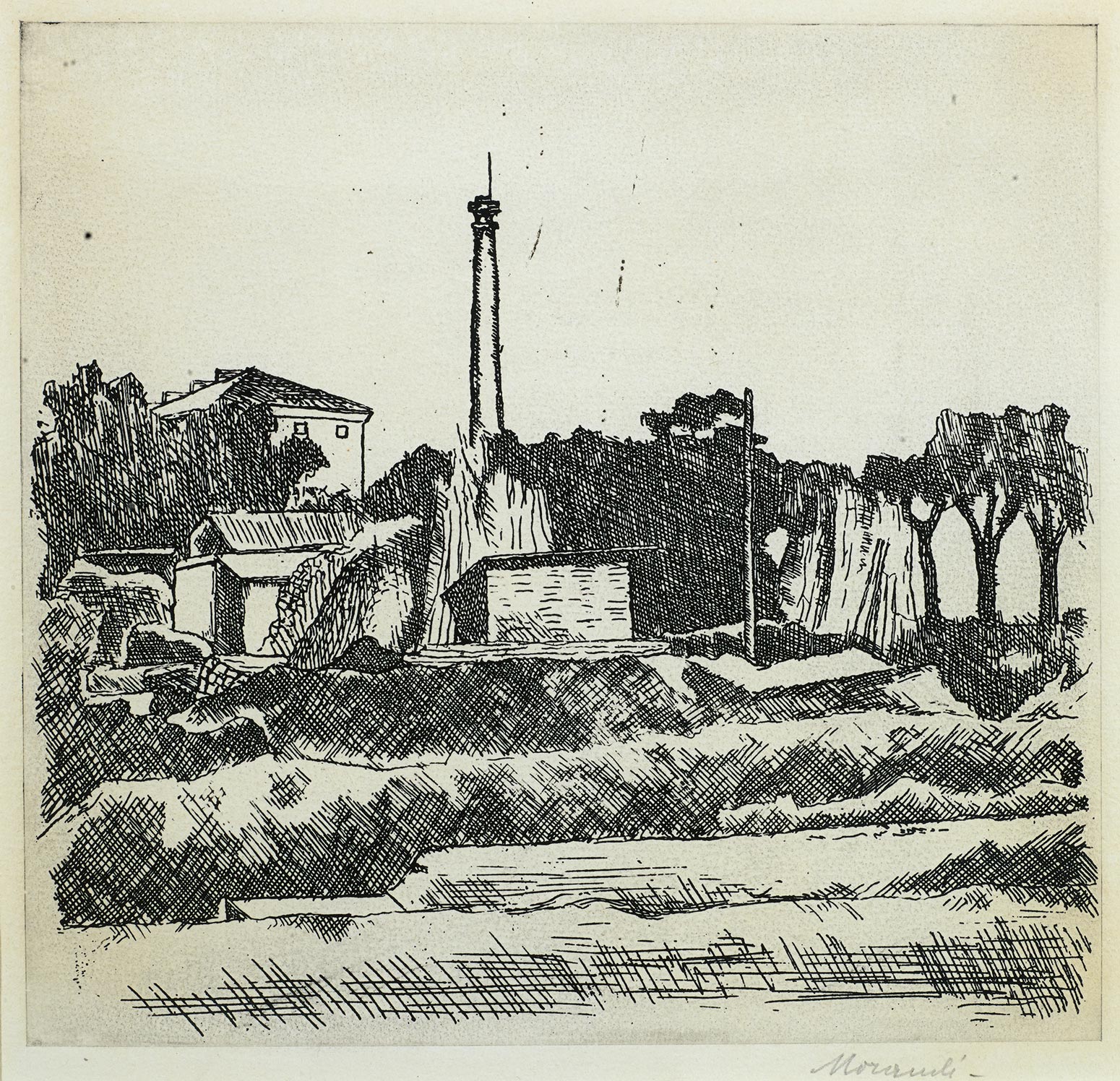 Giorgio Morandi, Landscape with Chimney, Outside Bologna, 1926