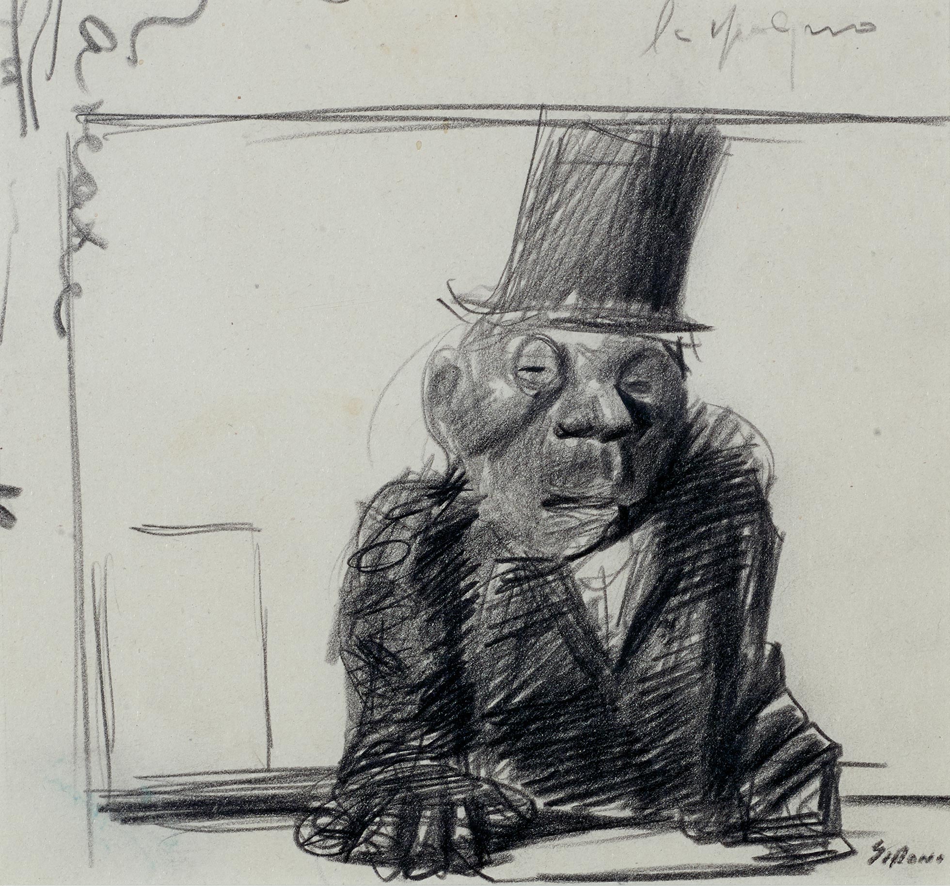 Mario Sironi, Man with a Top Hat (drawing for a political cartoon), n.d.