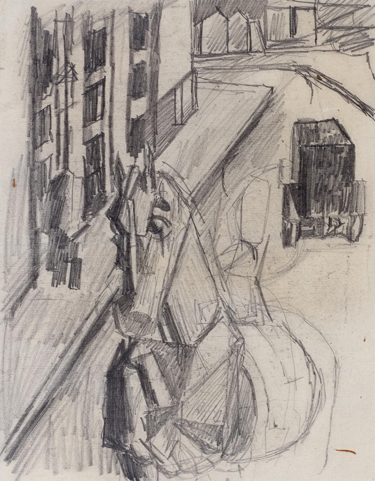 Mario Sironi, Horse and Carriage in a Street, 1917-18
