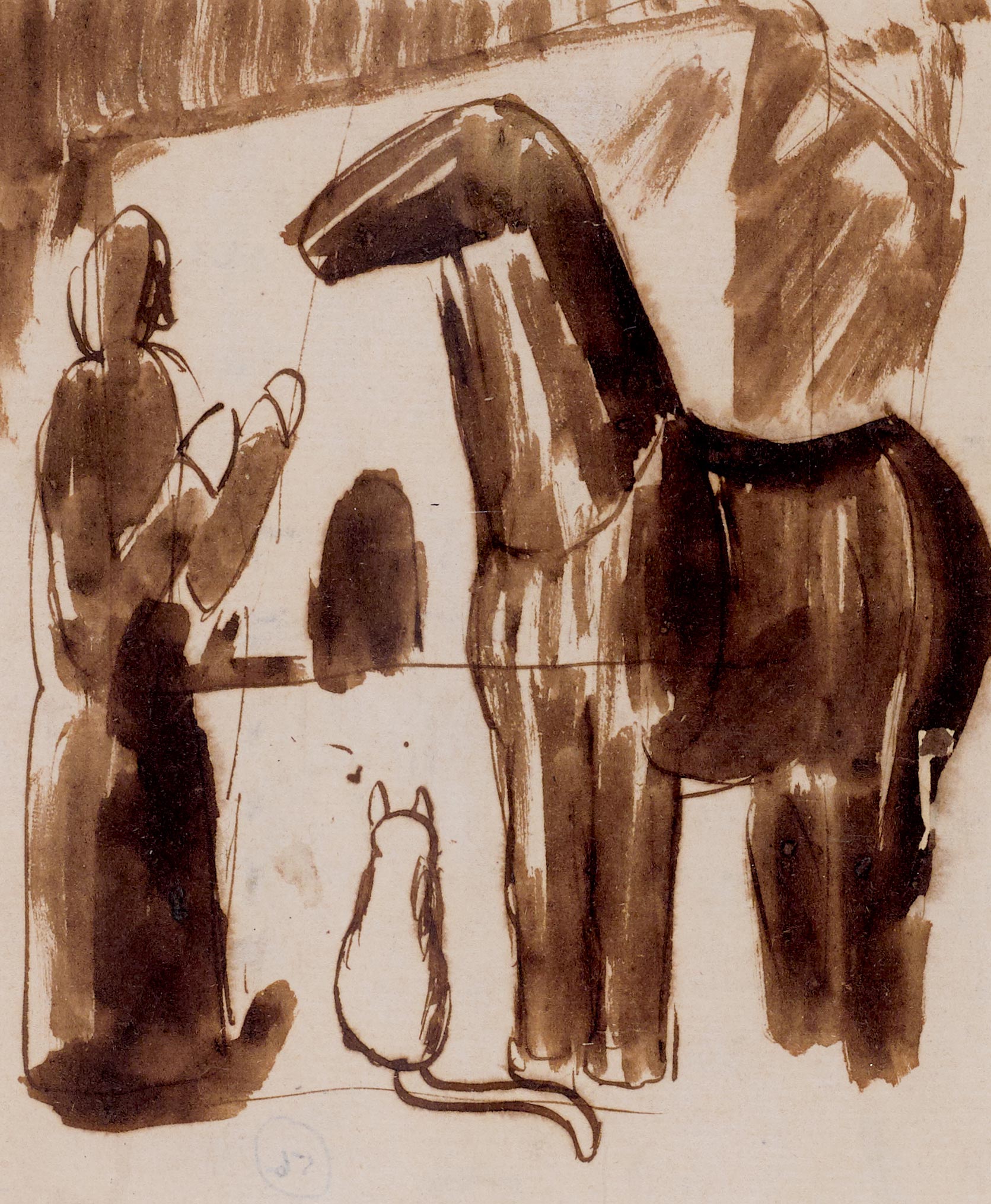 Mario Sironi, Untitled (Woman, Horse and Cat), 1915
