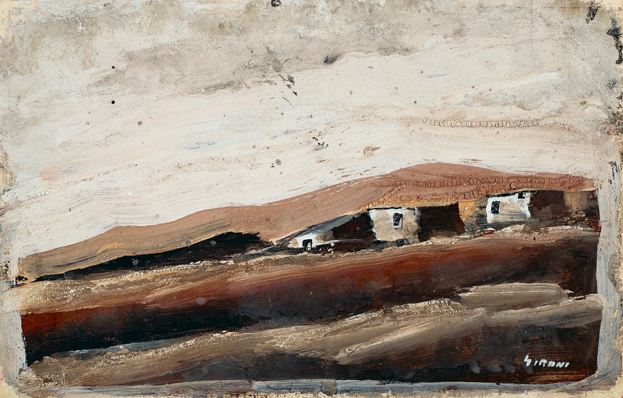 Mario Sironi, Three Huts on a Hillside, n.d.