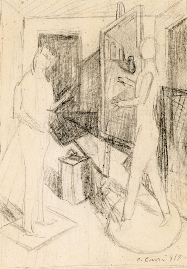 Carlo Carrà, Two Figures in a Studio, 1917