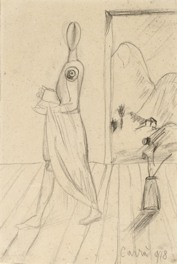 Carlo Carrà, Metaphysical Figure and Landscape, 1918